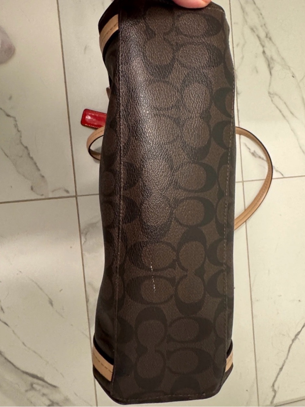 Coach Brown & Beige Signature Tote with Red & Beige Tags - Picture 9 of 9